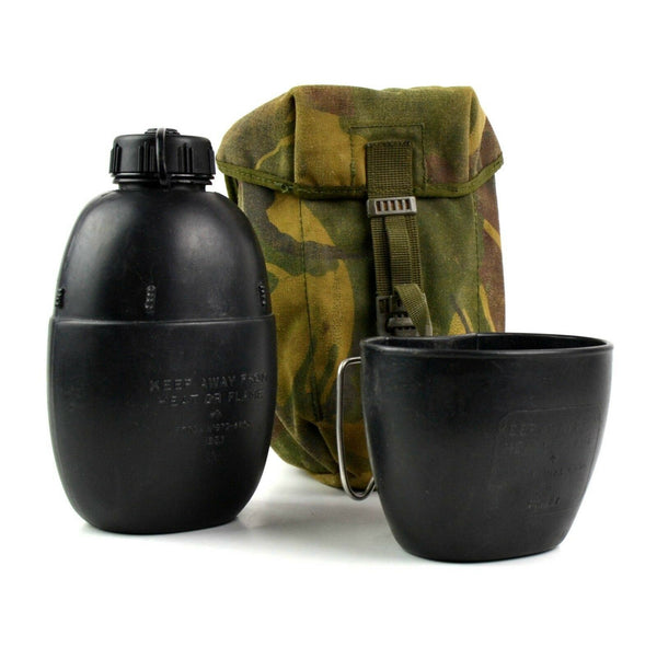 Cantina del ejército británico genuino original con la taza 58 Botella de agua con bolsa