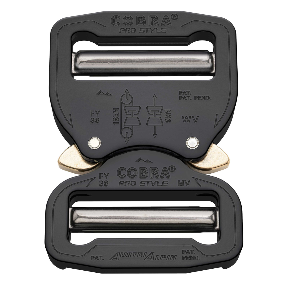 AustriAlpin COBRA PRO STYLE 38mm Hebilla Negra Liberación rápida Aluminio Negro