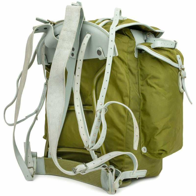Mochila militar noruega genuina con paquete de mochila de cuero de lona del ejército de marco