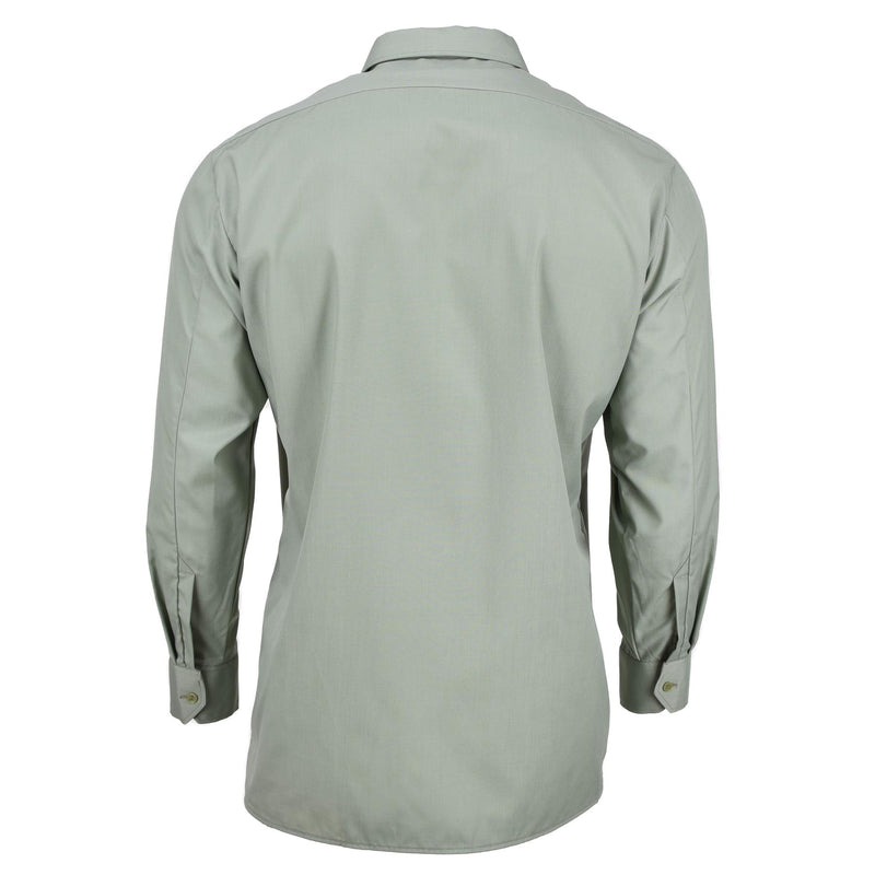 Camisa de vestir del ejército checo original oliva oliva botón de manga larga arriba excedente militar nuevo