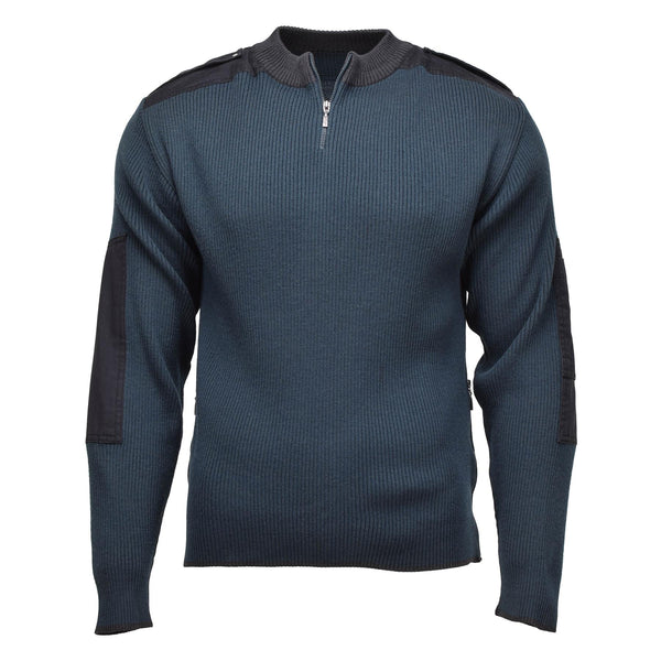 Genuino excedente militar holandés Troyer Troyer Portrover cálido trimestre zip azul suéter