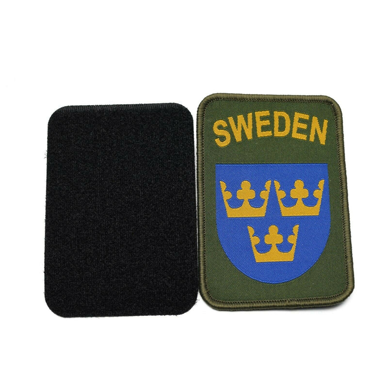 Genuino bucle de ropa de parche del ejército de Suecia y Hood Sweden Militares tres coronas