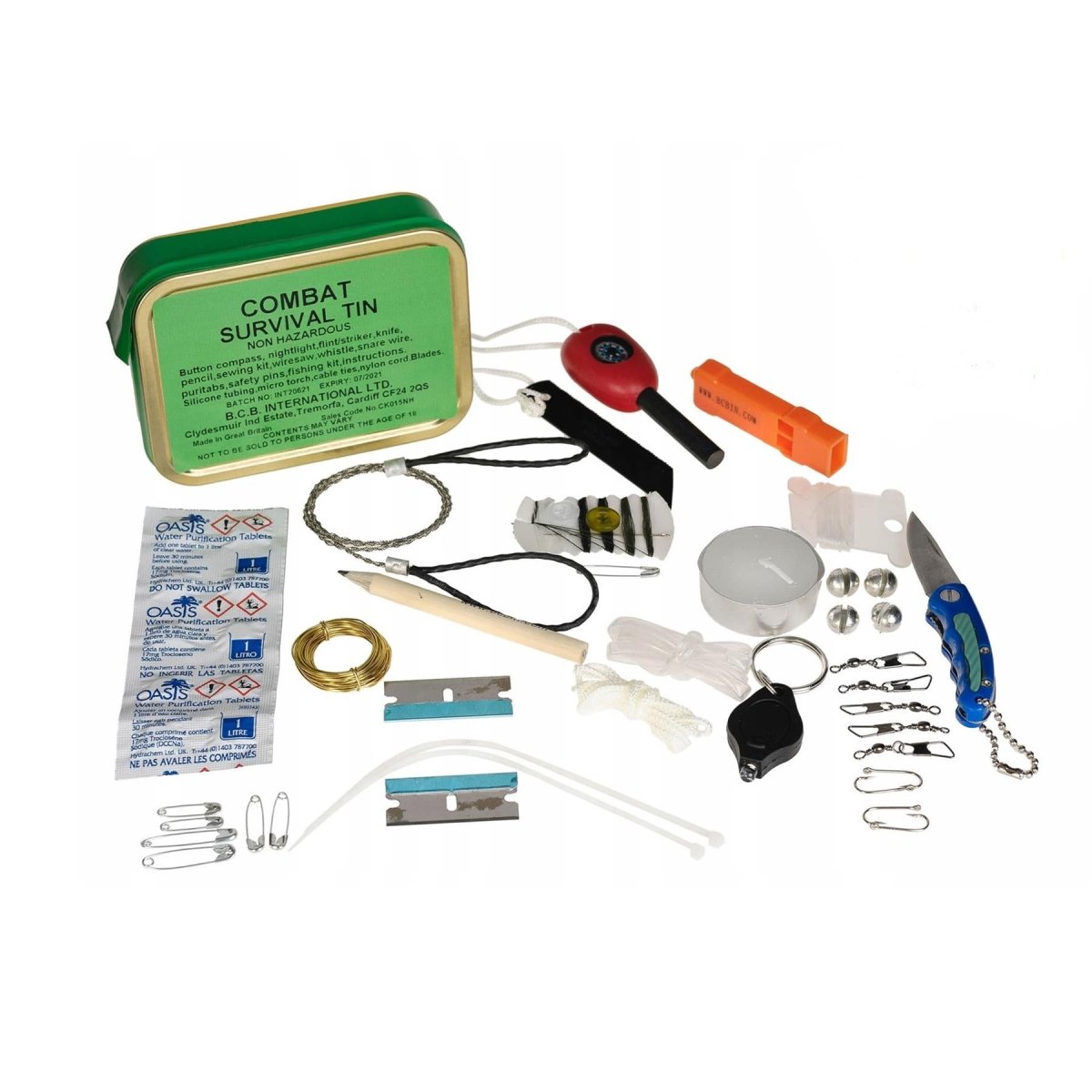 BCB Combat Survival Tin First Aids Jet Kit de supervivencia para acampar al aire libre
