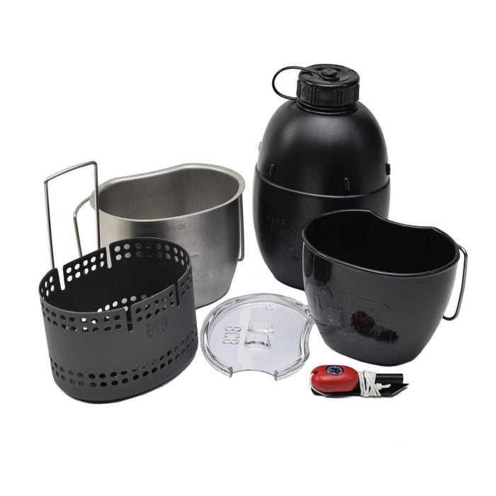 BCB Dragon sistema de cocina estufa de aluminio negro 6 piezas set compacto duradero camping - GoMilitar