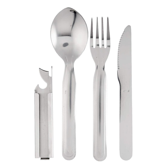 BCB KFS Set Cuchillo para acampar Tenedor Cuchara Abrelatas integrado Diseño duradero - GoMilitar