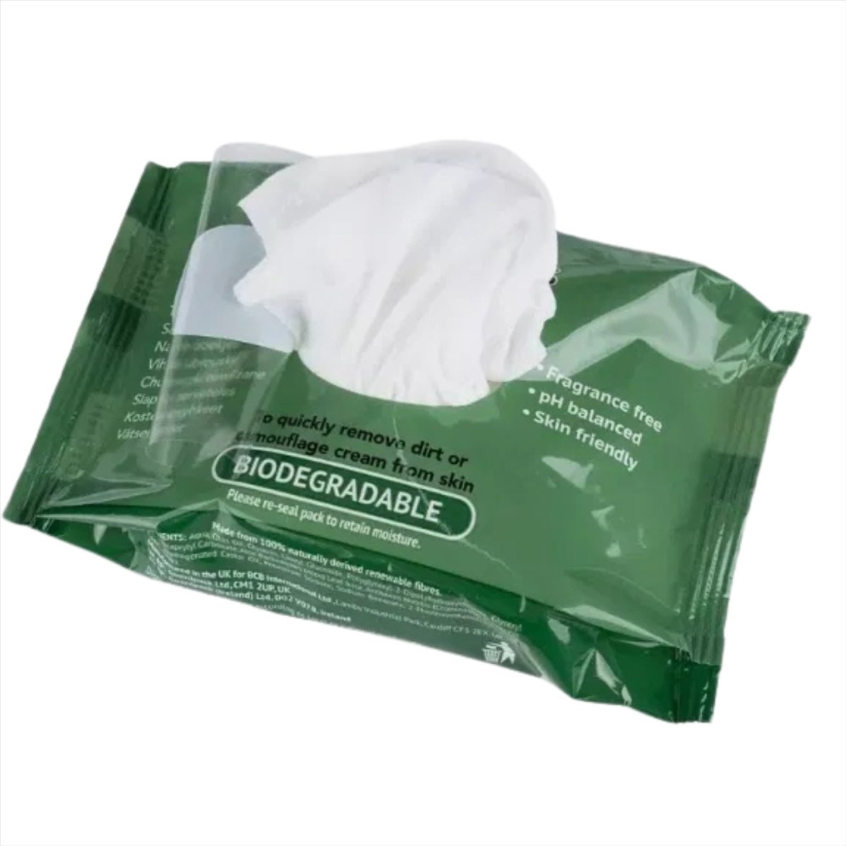 Toallitas húmedas militares BCB, paquete de 25, biodegradables, amigables con la piel, pH equilibrado