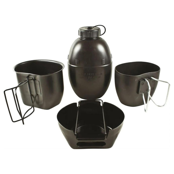 Unidad de cocción BCB Mk1 de 4 partes Crusader con cocina, taza, cantimplora y taza en diseño de acero militar recubierto de PTFE negro