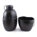 Black NATO style canteen with matching cup from BCB Multi-Fuel Cooking System for outdoor use