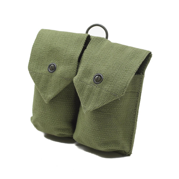 Original Norwegian Army Magazine Pouch Vintage doble munición Bag Verde lienzo nuevo