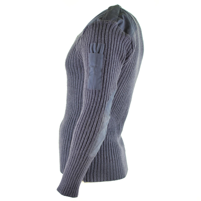 Jumper del ejército británico Original Comando Jumper azul suéter gris lana en V