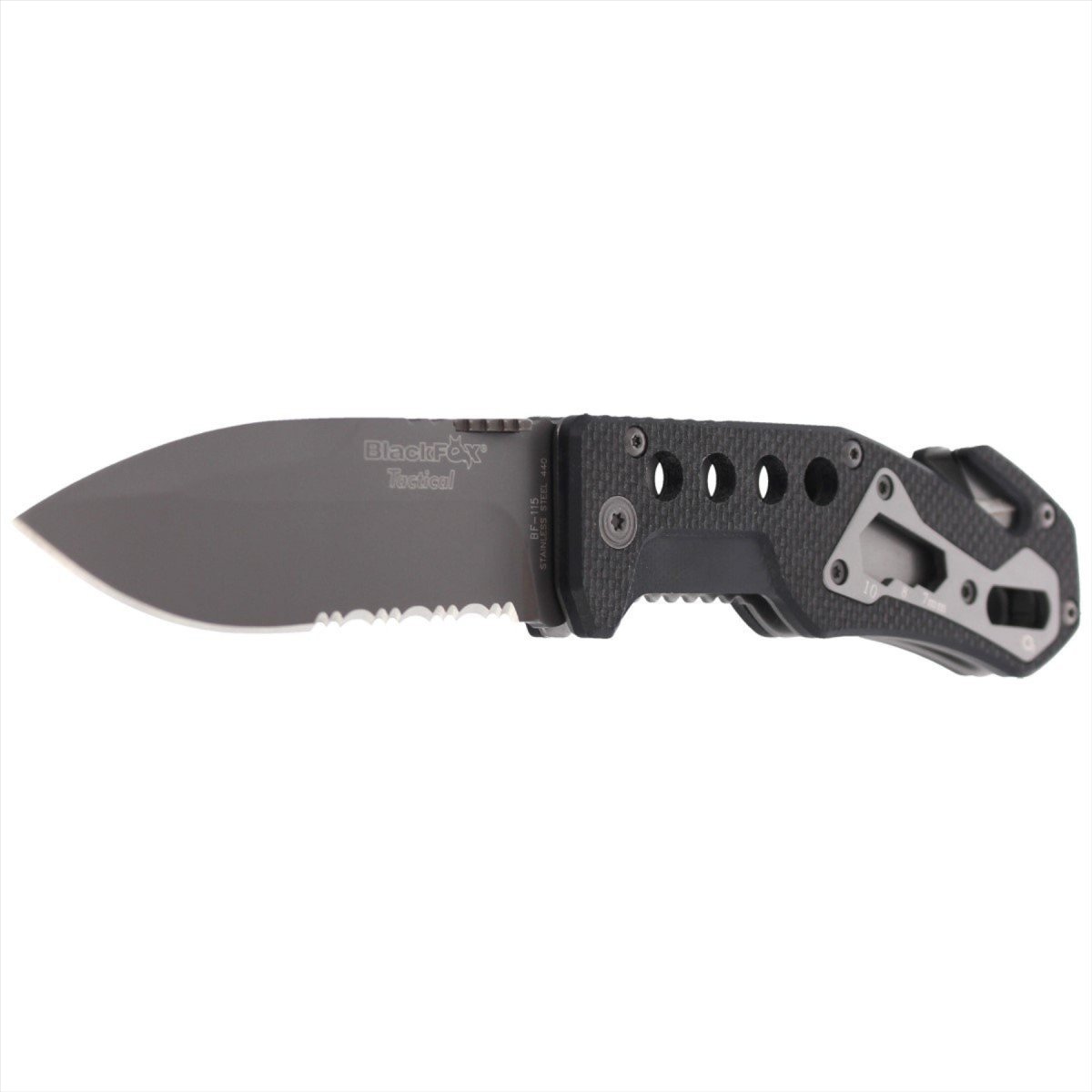 Black Fox BF-115 Navaja táctica de bolsillo AISI 440 Hoja Rompevidrios Mango G10