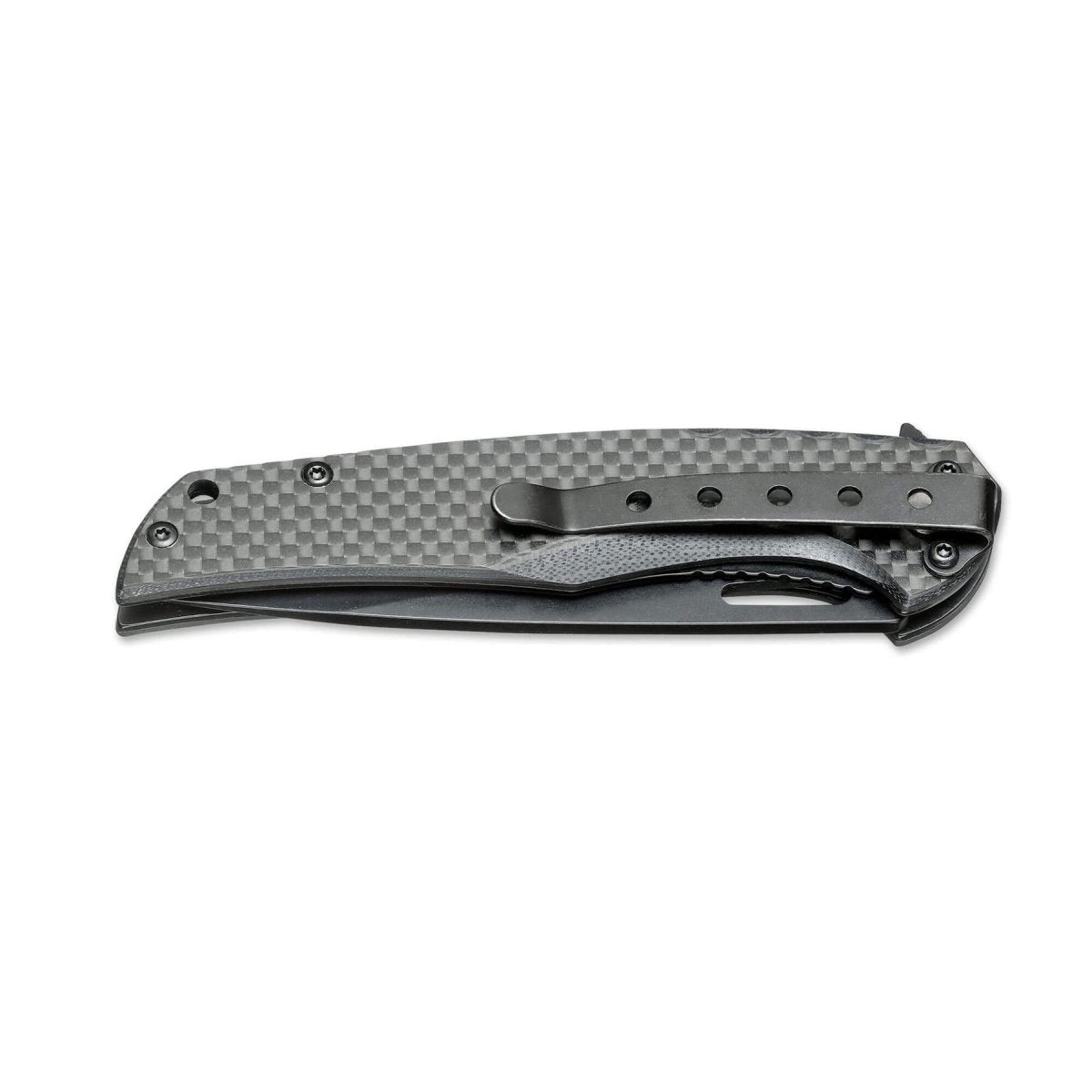 BOKER Black Carbon Navaja de bolsillo plegable Acero inoxidable 440A mango de fibra de carbono
