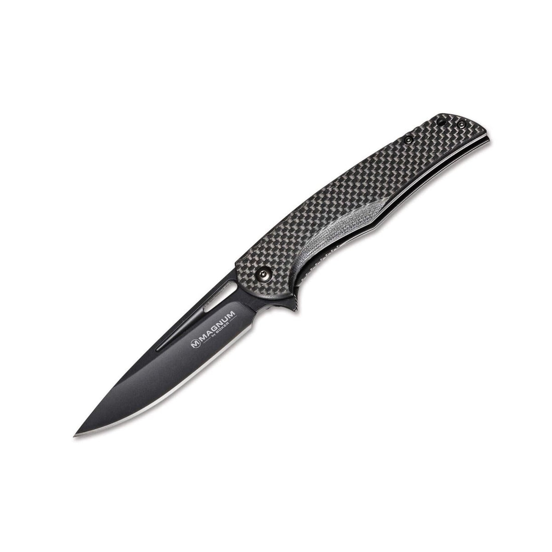 BOKER Black Carbon Navaja de bolsillo plegable Acero inoxidable 440A mango de fibra de carbono
