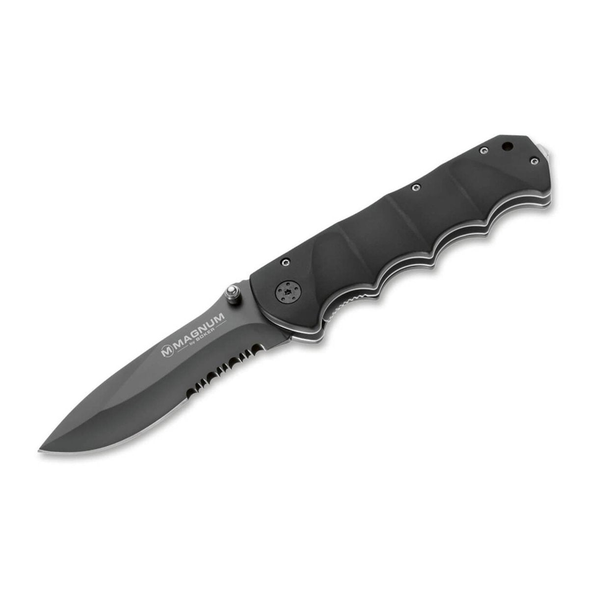 BOKER Black Spear navaja de bolsillo acero inoxidable 440A recubierta de negro mango de aluminio