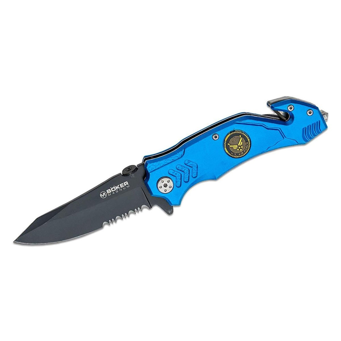 Boker Brand navaja de bolsillo plegable Air Force Rescue acero 440A mango de aluminio