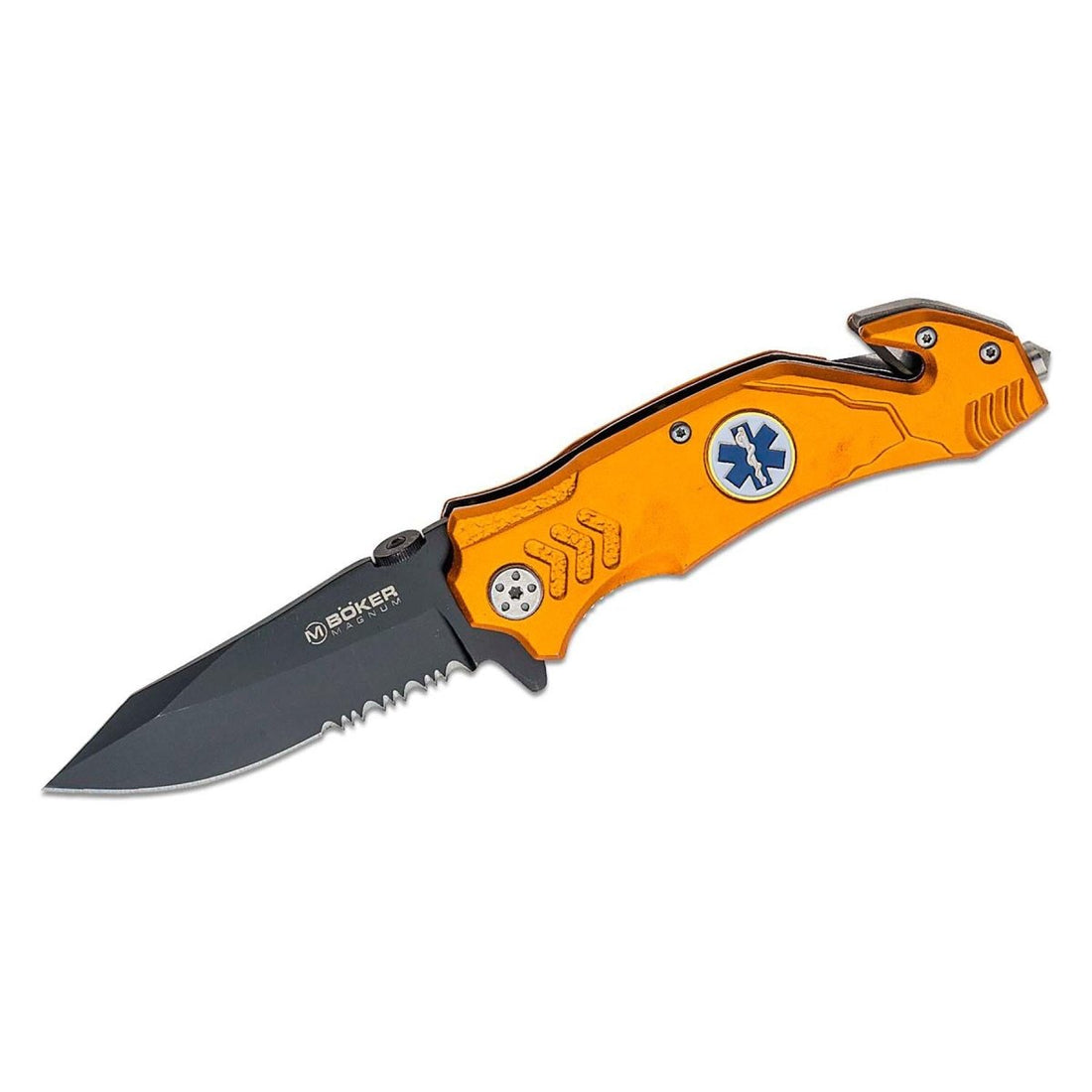 Boker Brand Navaja de bolsillo plegable EMS Rescue Acero inoxidable 440A Rompevidrios