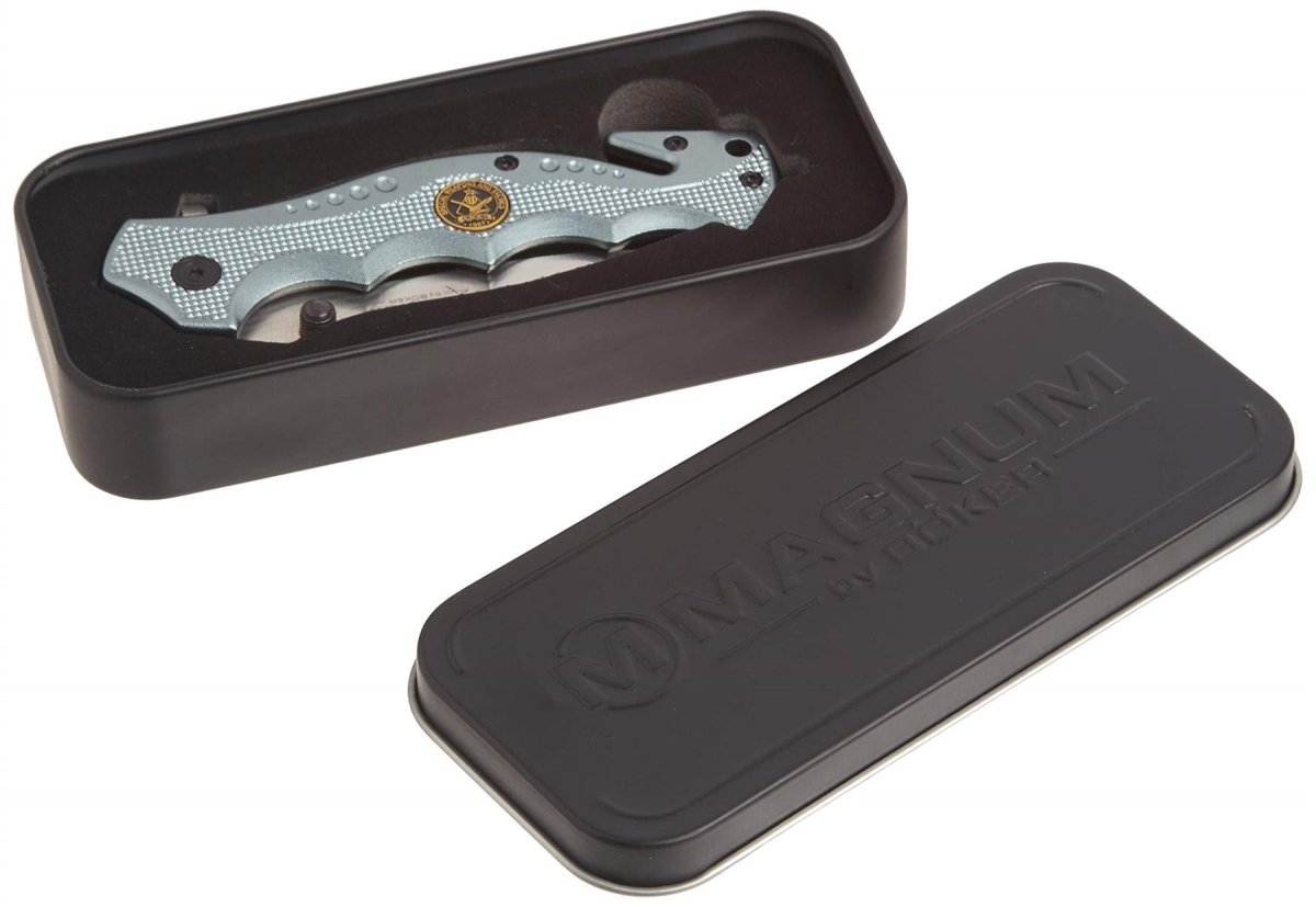 Boker Brand Navaja de bolsillo plegable Hero gris acero inoxidable 440A mango de aluminio