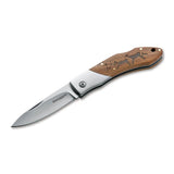 BOKER Caveman Steel navaja de bolsillo 440A acero sin recubrimiento mango de madera decorado