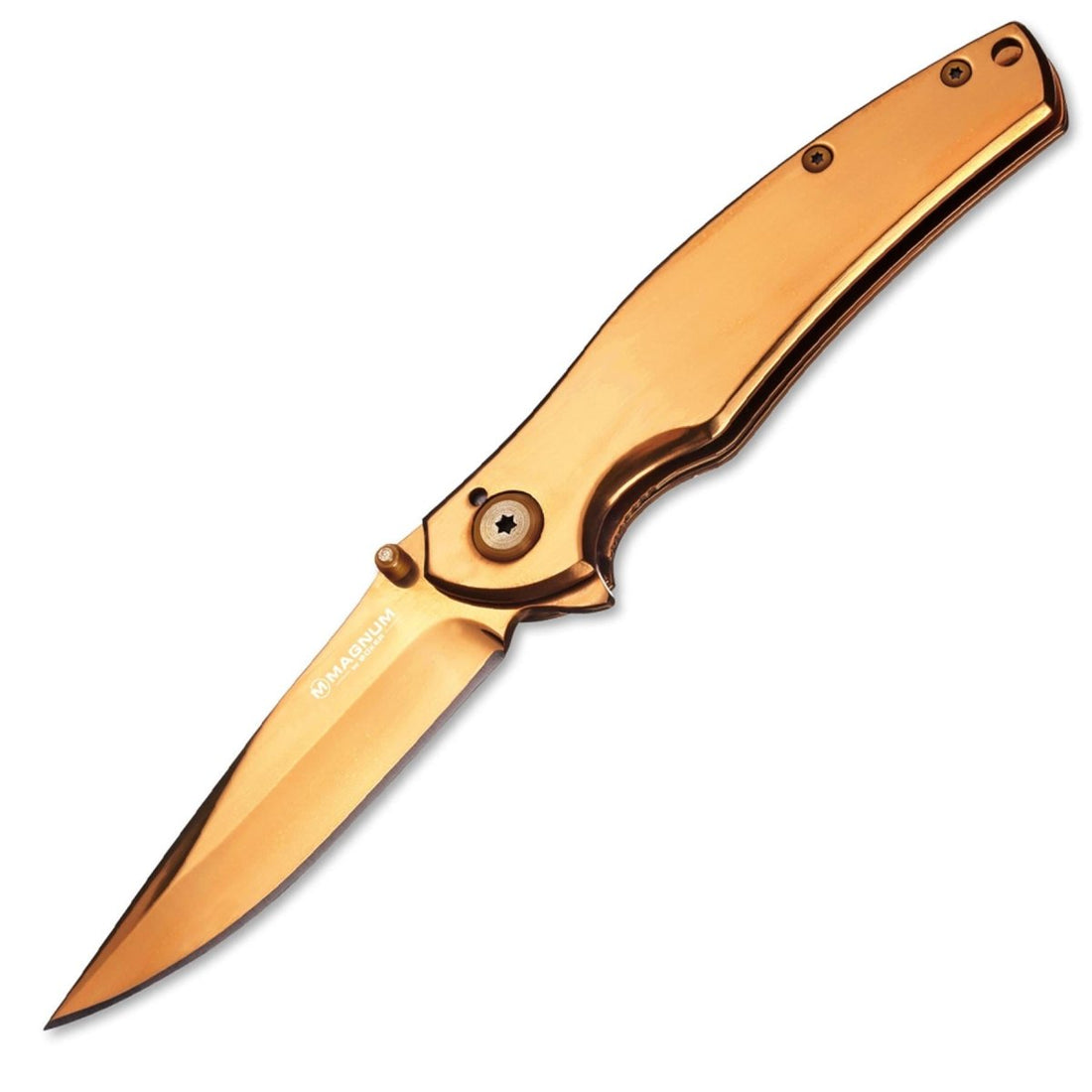 Boker Gold navaja plegable con dedo acero inoxidable anodizado 440A linerlock