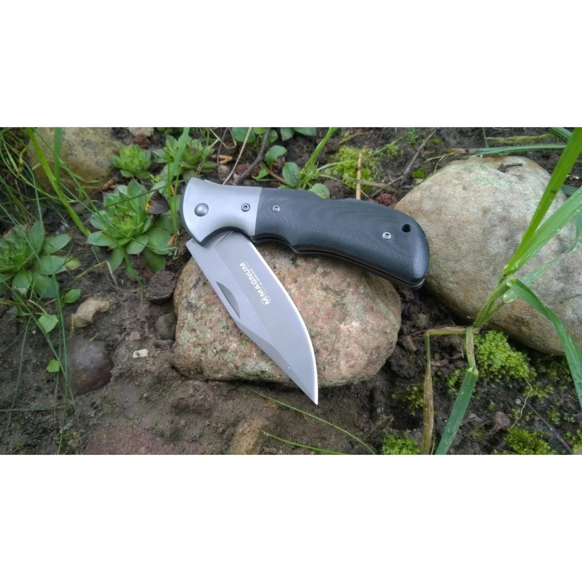 BOKER Navaja Eminence Gris Plegable Compacta Mango de Micarta Negra Acero 440A