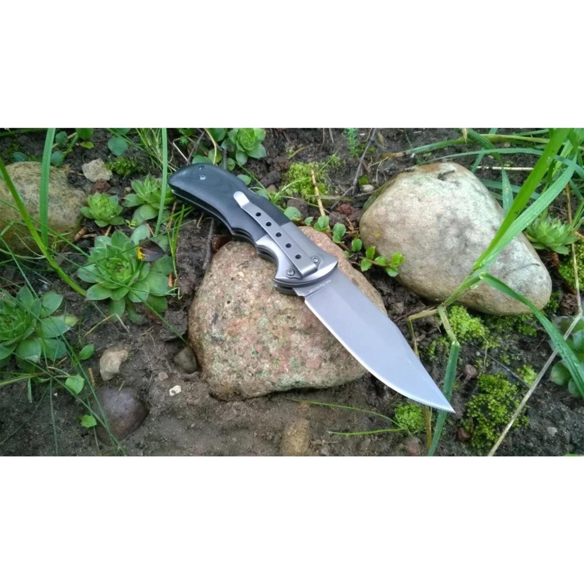 BOKER Navaja Eminence Gris Plegable Compacta Mango de Micarta Negra Acero 440A