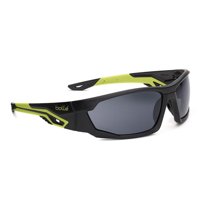Gafas tácticas Bolle MERCURO con montura verde negro, lentes polarizadas, protección UV y revestimiento antivaho duradero.