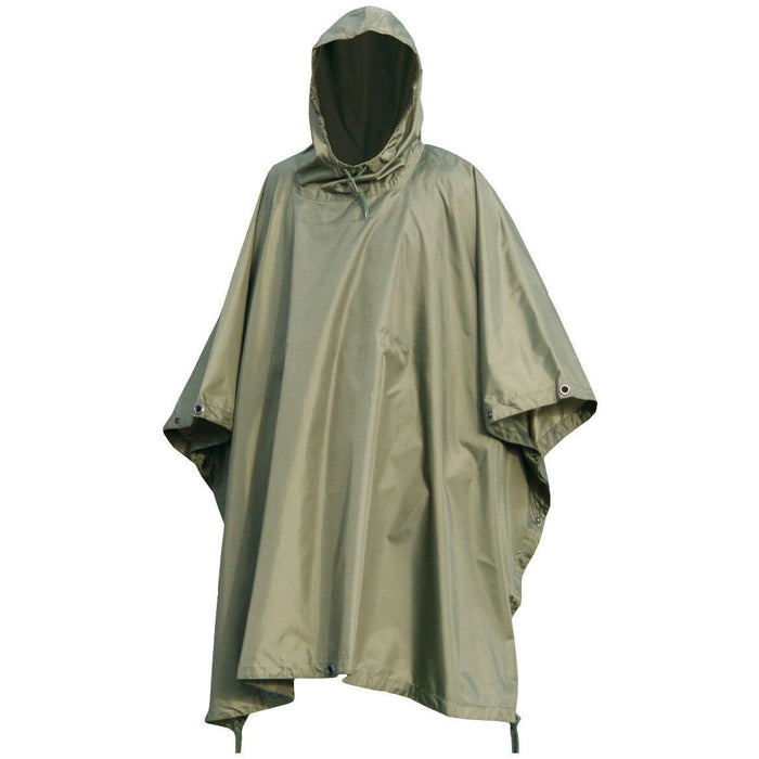 Capa poncho de lluvia estilo militar ripstop impermeable verde oliva con capucha para protección al aire libre y uso en campamentos