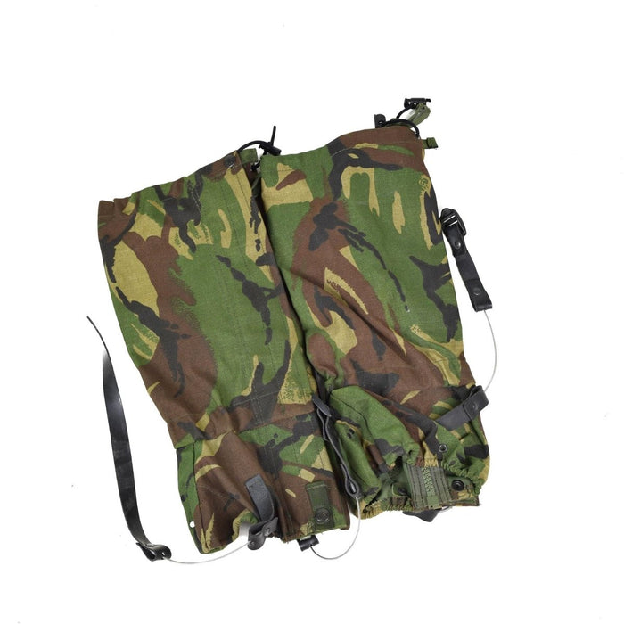 Polainas del ejército británico en camuflaje DPM Woodland con correas de alambre de acero y protección duradera de tela Cordura