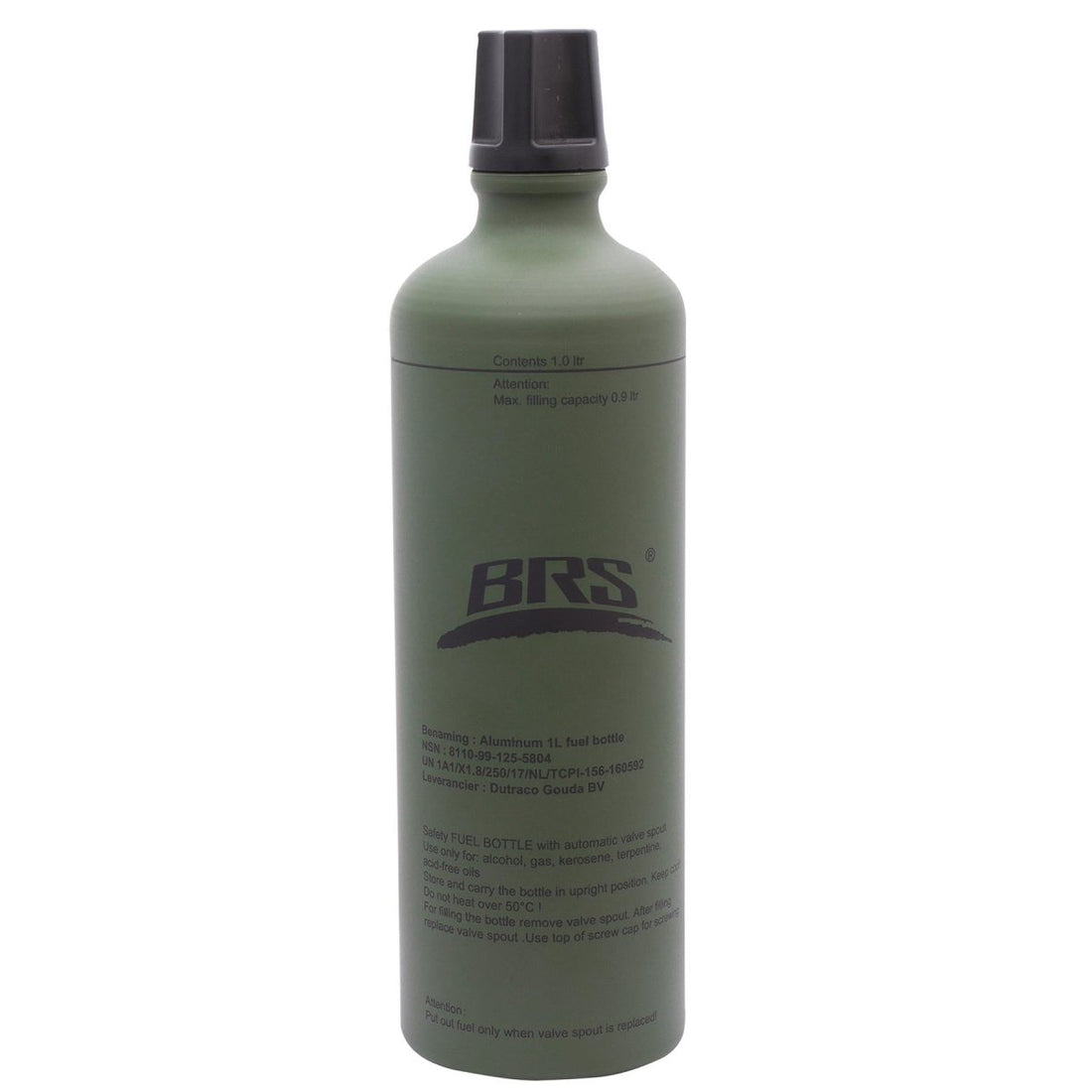 BRS ALUMINUM ALUMINUS 1LITER Combustible líquido Botella de tornillo liviano Tapa de boquilla Oliva NUEVA