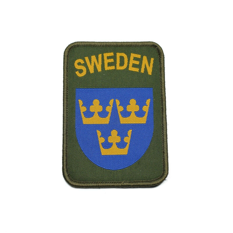 Genuino bucle de ropa de parche del ejército de Suecia y Hood Sweden Militares tres coronas