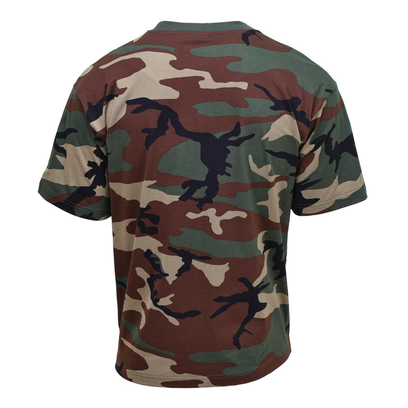 MFH Estilo militar de EE. UU. Camiseta de manga corta Camuflaje de camuflaje de bosques