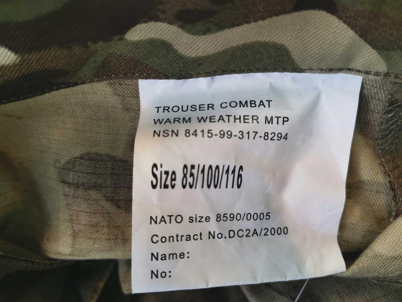 Pantalones del ejército británico genuino Combate Militar MTP Cargo Pantalones templados Nuevos