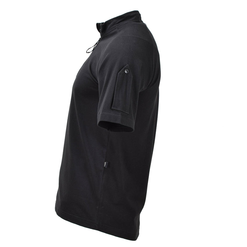 Camisetas tácticas de la policía del ejército británico original manga corta con cremallera negra nueva