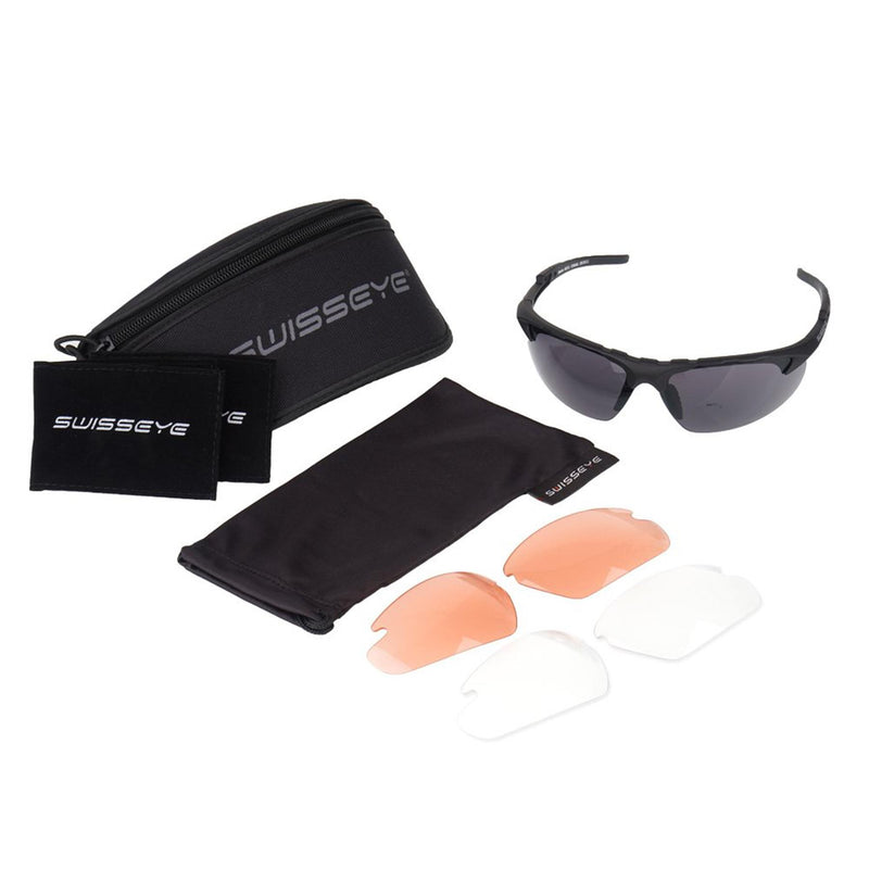 Gafas protectores de tiro suizos templos tácticos ajustables 3 lentes de color
