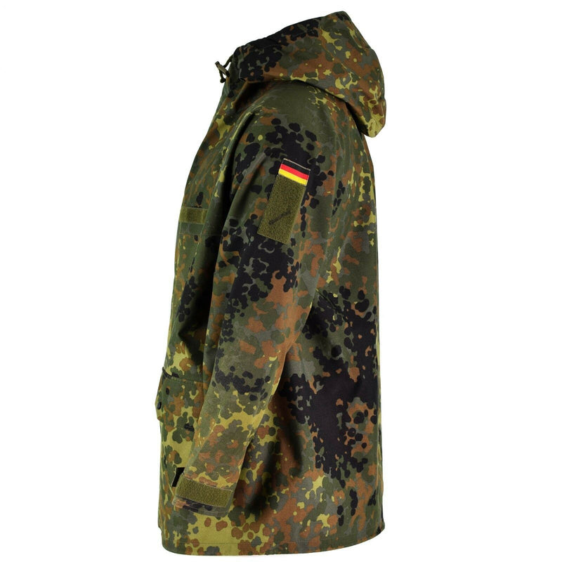 Chaqueta de campo del ejército alemán original Goretex Flecktarn Equipo de lluvia impermeable Parka