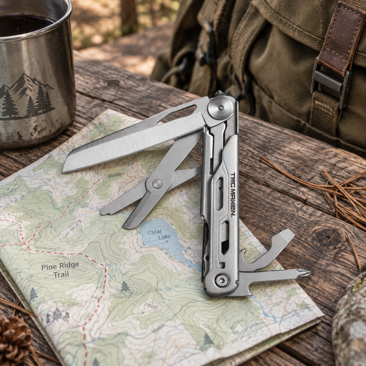 TAC MAVEN Axel Camping Multitool Compact Outdoor Utility Tool Black