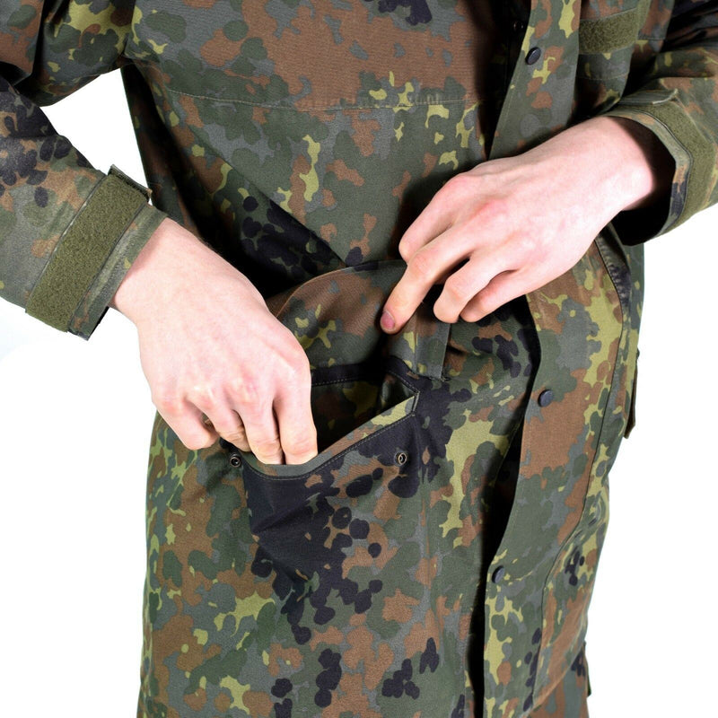 Chaqueta de campo del ejército alemán original Goretex Flecktarn Equipo de lluvia impermeable Parka