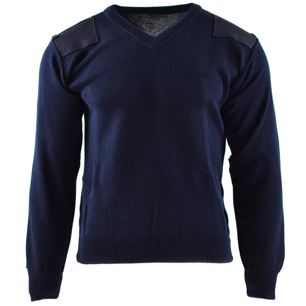 Genuino Sétero del Ejército Holandés Jumper Blue Military Jugar Oficial de cuello redondo