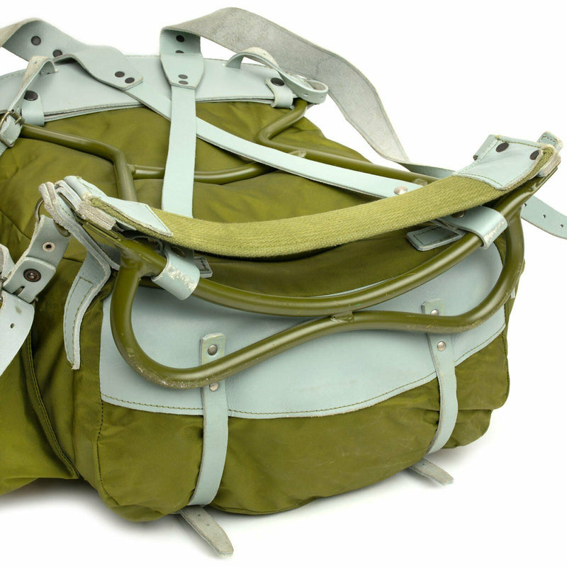 Mochila militar noruega genuina con paquete de mochila de cuero de lona del ejército de marco