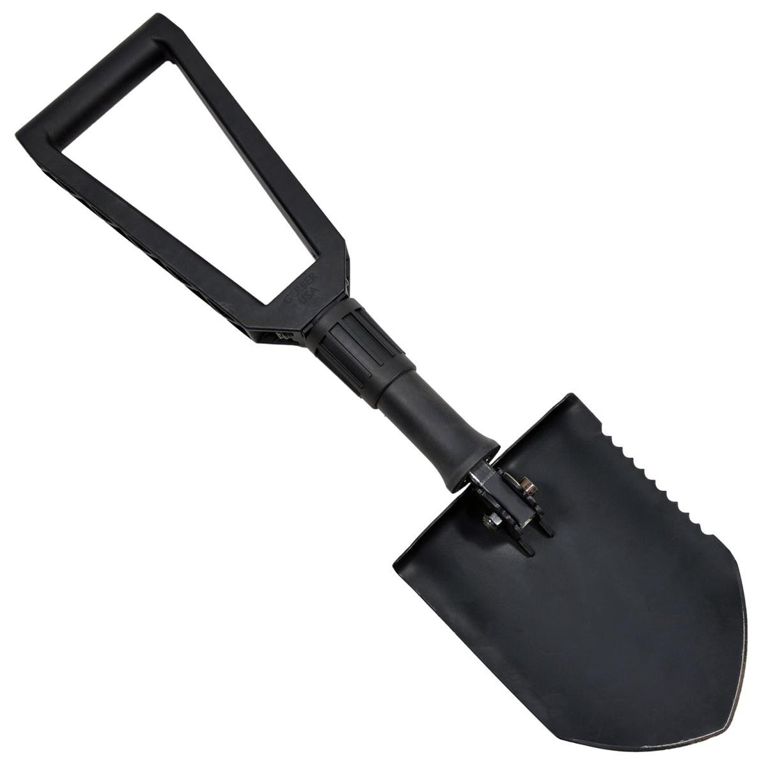 Pala plegable militar original de EE. UU. Sistema de 3 etapas Eje de gama alta negro