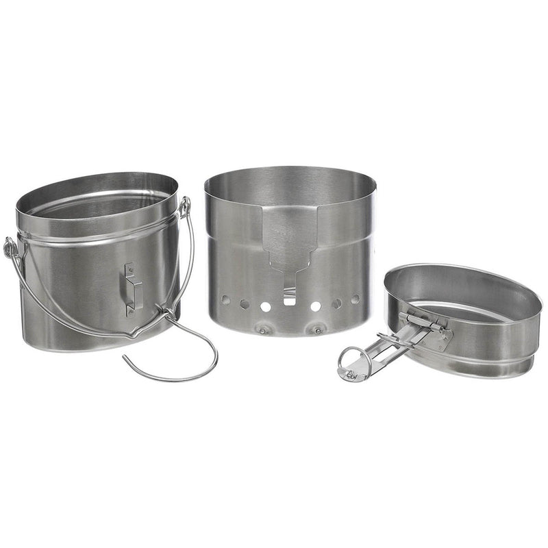 MFH Ejército sueco Trangia Mess Kit Repro M40 Acero inoxidable 1.5L Campos de campamento