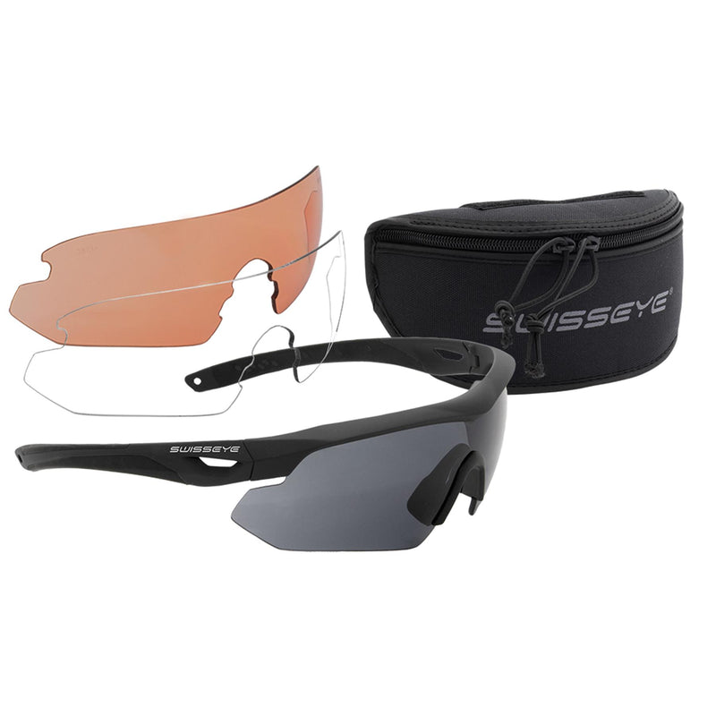 Gafas de seguridad ocular suizo ángulo ajustable 3 lentes de color estuche táctico