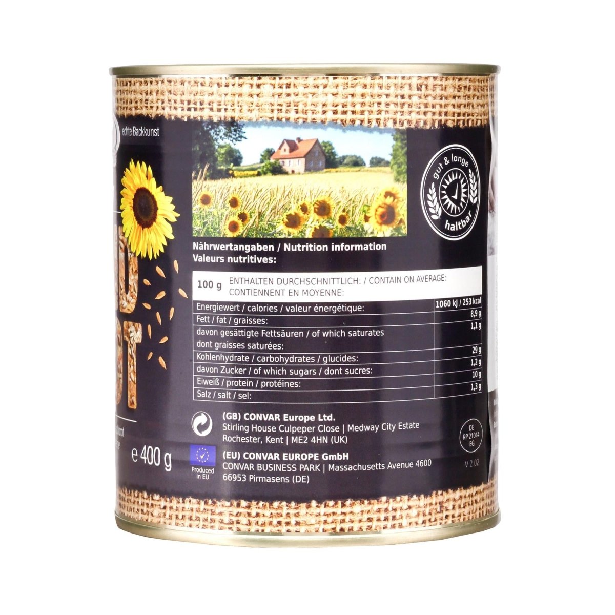 CONVAR DosenBistro Pan Mixto Integral Alimento de Emergencia de Larga Vida 400g