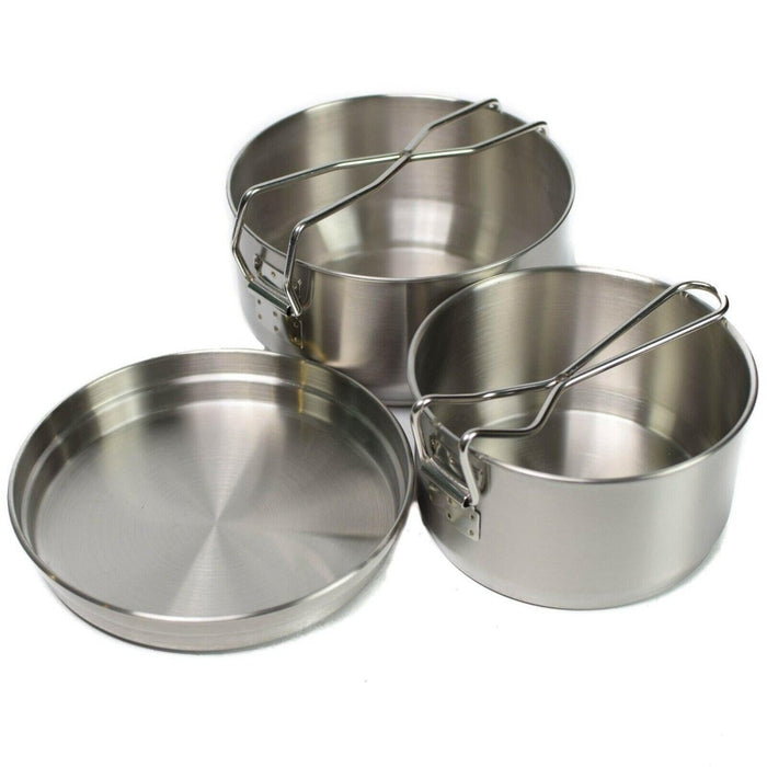 Cocina de camping Bushcraft del ejército checo Kit de comedor militar de acero inoxidable utensilios de cocina 3 piezas - GoMilitar