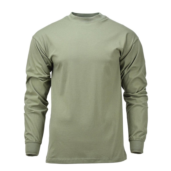 Camisa militar checa verde oliva de manga larga con puños elásticos, tejido ligero y transpirable, ideal como segunda capa de senderismo.