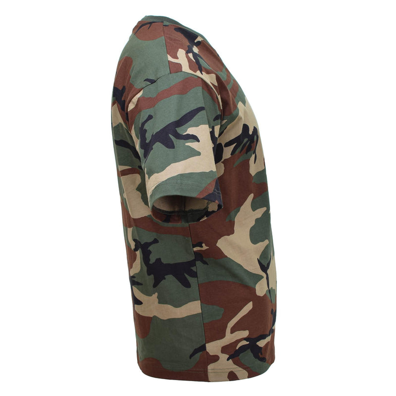MFH Estilo militar de EE. UU. Camiseta de manga corta Camuflaje de camuflaje de bosques