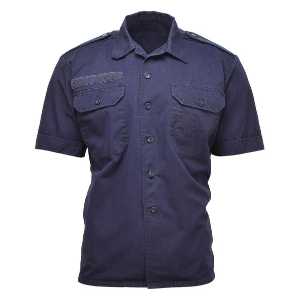 Camisas militares holandesas genuinas mangas cortas Botoned Blue Surplus