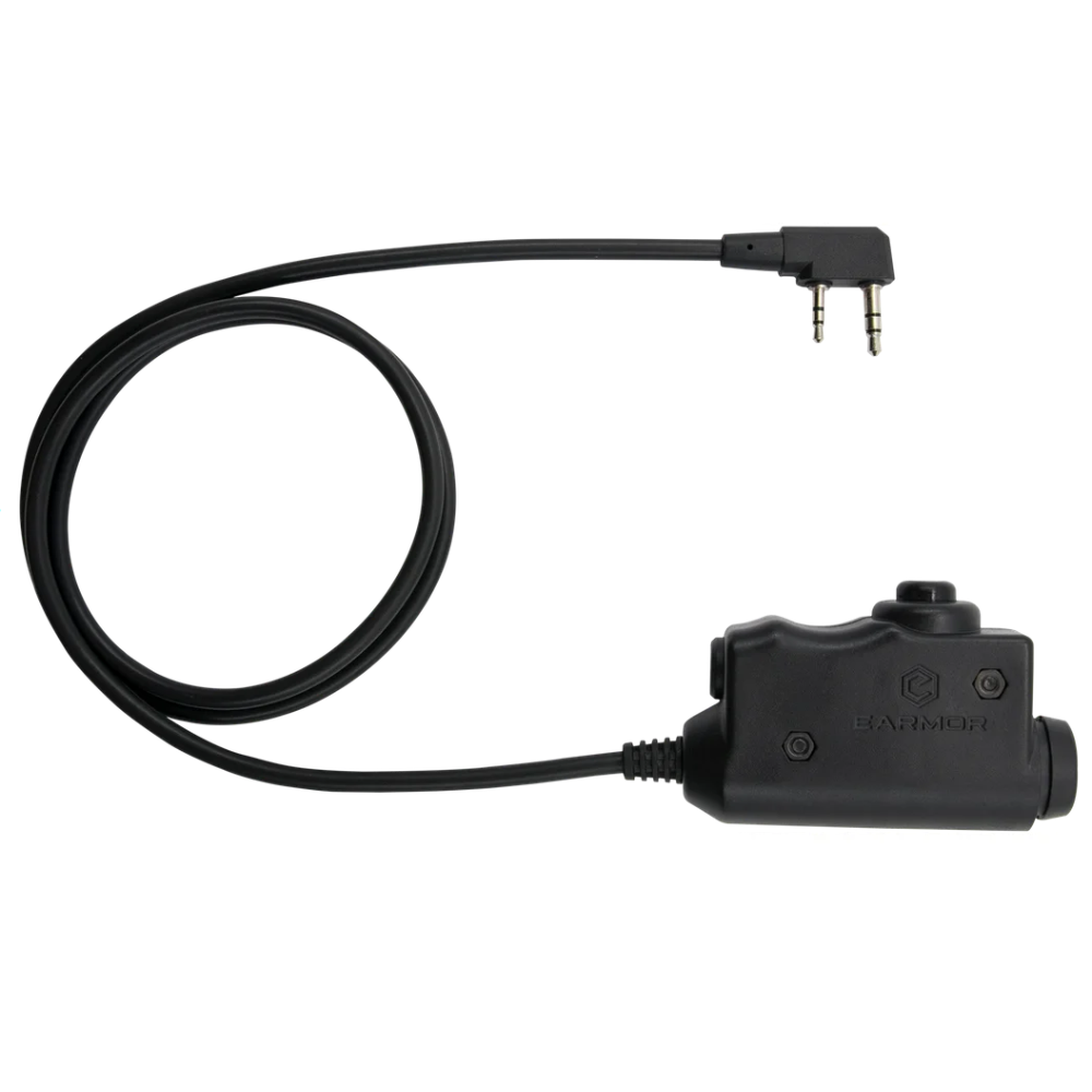 EARMOR M51 Adaptador de comunicación PTT Kenwood Conector de radio de 2 pines Negro