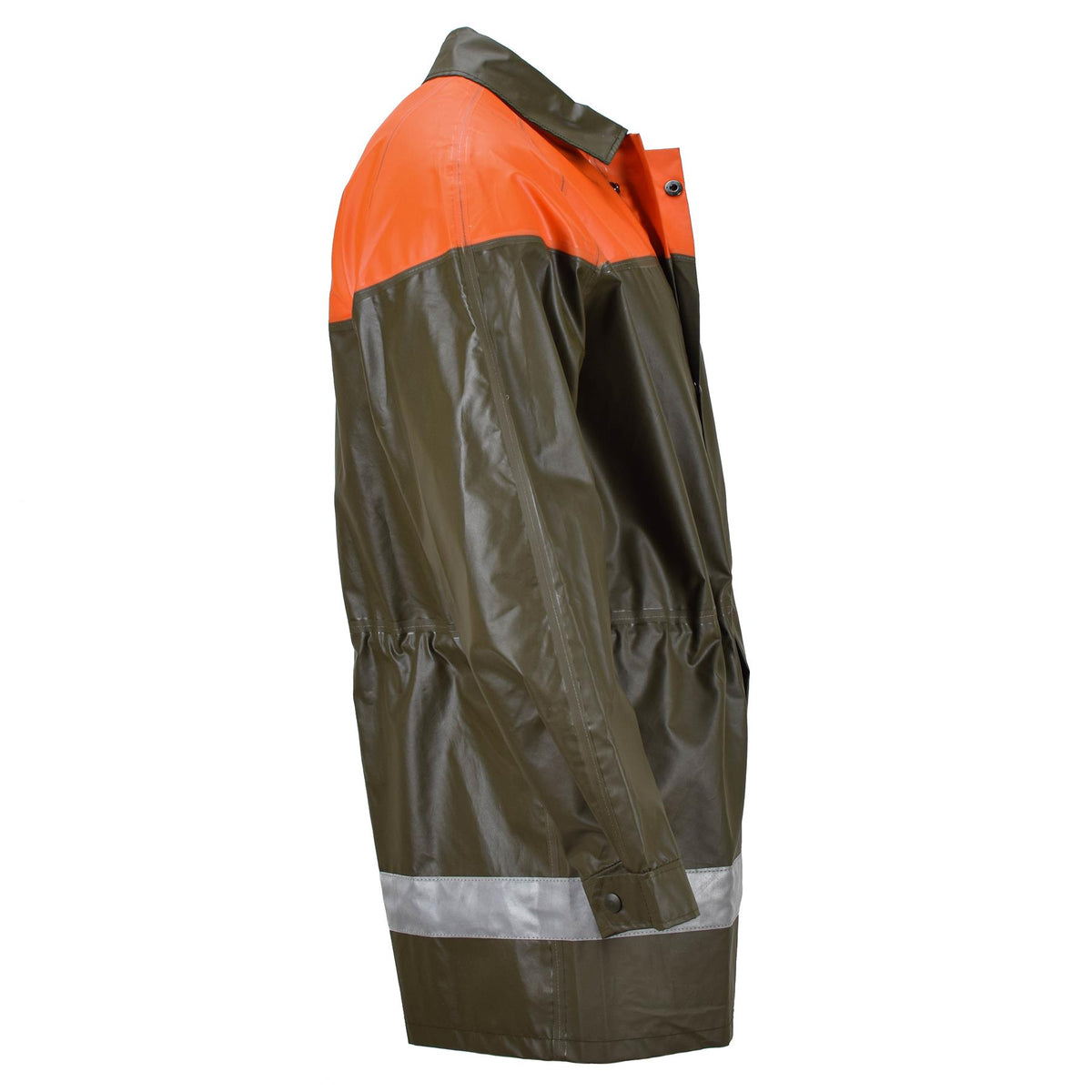 Chaqueta impermeable de protección civil suiza original abrigo largo verde oliva