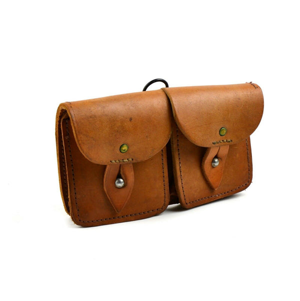Magaz de la revista del ejército francés original Pouch de cuero marrón munición dual Bag Mag